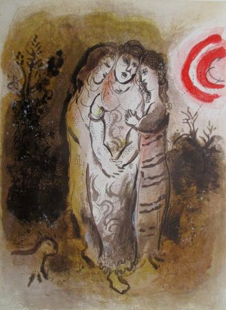 Litografia Chagall - Noemie et ses Belles-Filles / Naomi hans her daughter-in-law