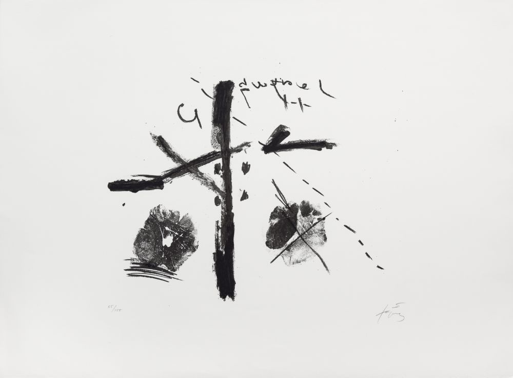 Litografia Tàpies - Noir/fond blanc