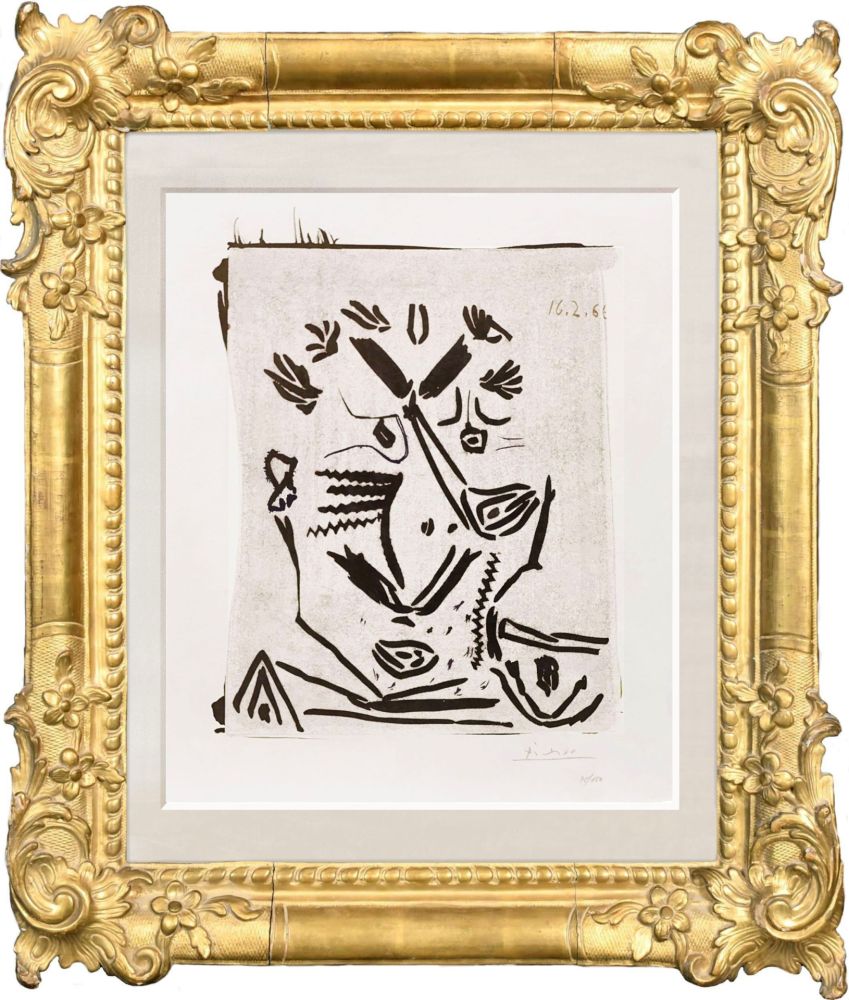 Linoincisione Picasso - Notre Dame de Vie. 1966  (selportrait?)