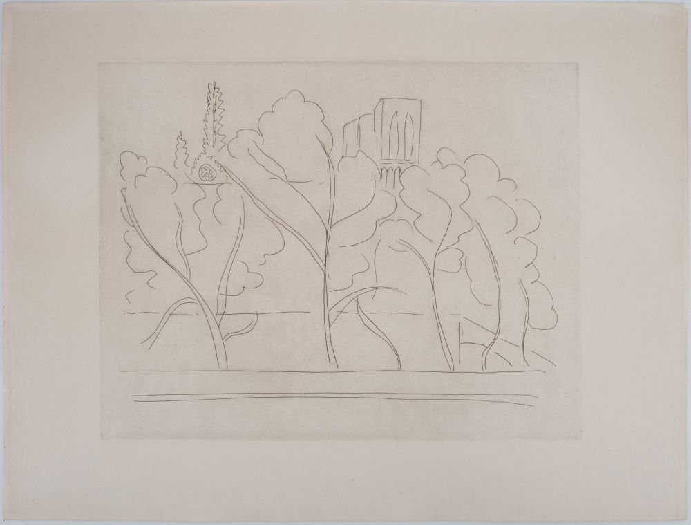 Incisione Matisse - Notre Dame à travers les arbres