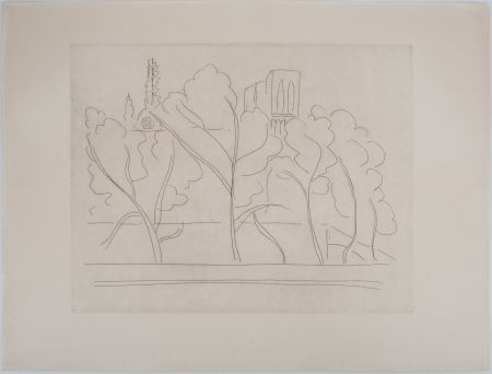 Incisione Matisse - Notre Dame à travers les arbres