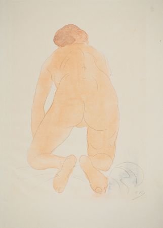 Litografia Rodin - Nu accroupi