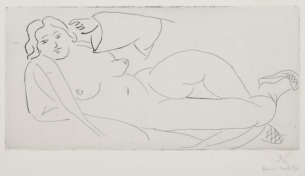 Incisione Matisse - Nu allongé, aux babouches de paille tressée 