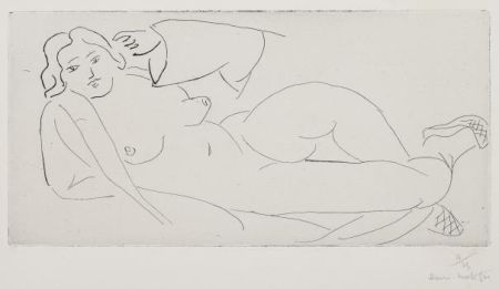 Incisione Matisse - Nu allongé, aux babouches de paille tressée 