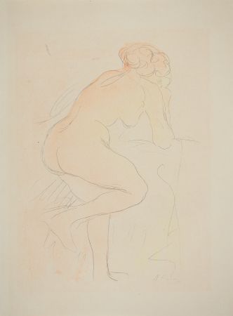 Litografia Rodin - Nu appuyé sur un fauteuil