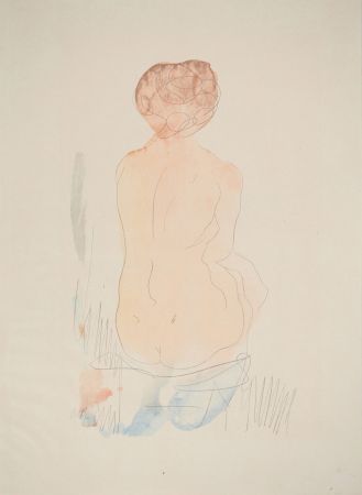 Litografia Rodin - Nu assis