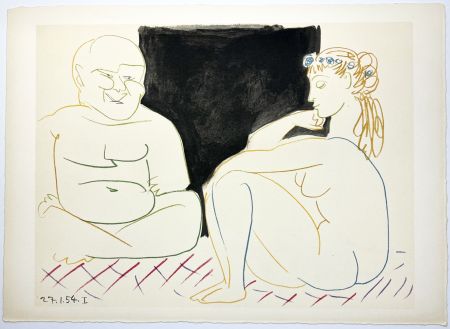 Litografia Picasso - Nu assis et Bouddha (La Comédie Humaine - Verve 29-30. 1954).