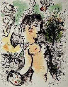 Litografia Chagall - Nu au visage double