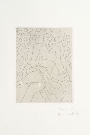 Incisione Matisse - Nu drapé sur fond composé de cercles