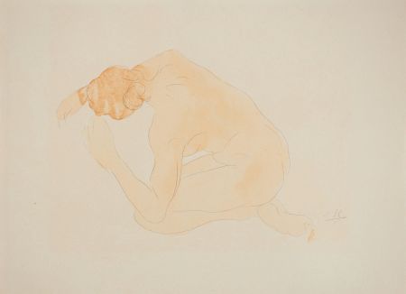 Litografia Rodin - Nu s'étirant