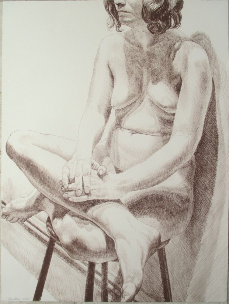 Litografia Pearlstein - Nude on a stool