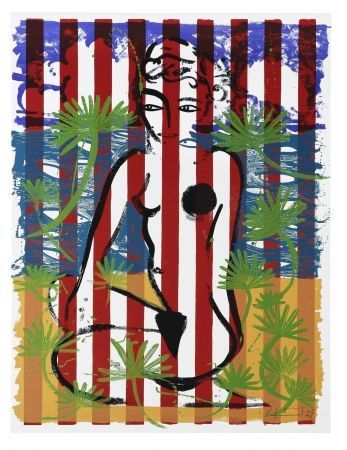 Serigrafia Szczesny - Nude on Red Stripes
