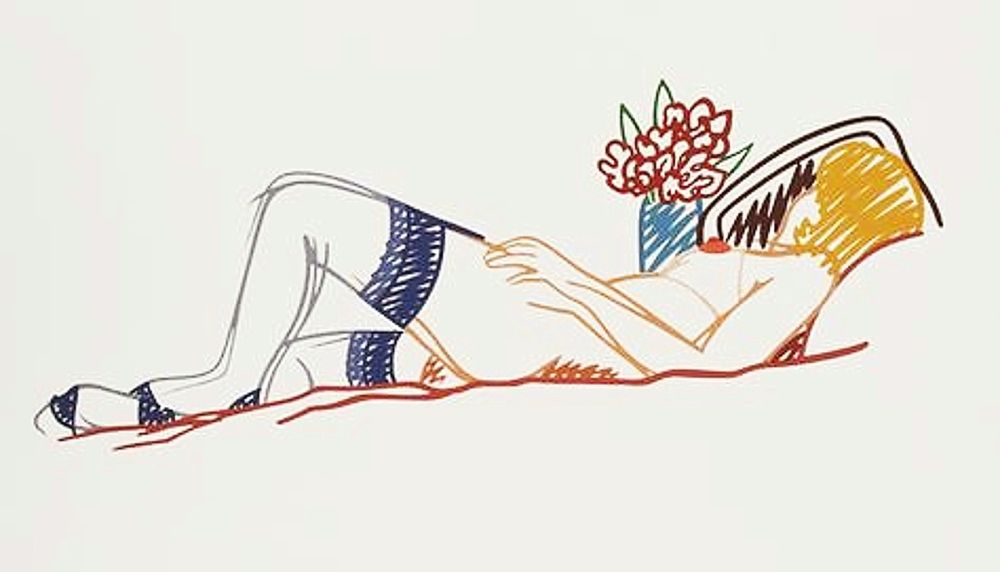 Serigrafia Wesselmann - Nude with Bouquet and Stockings 