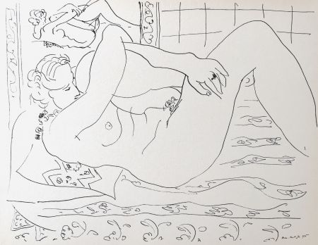 Litografia Matisse - Nue allongée dans le miroir