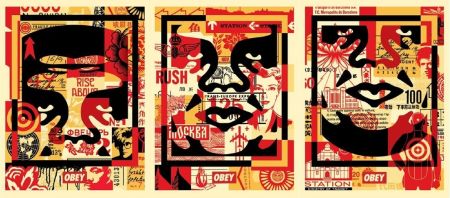 Litografia Fairey - Obey 3 Face Collage