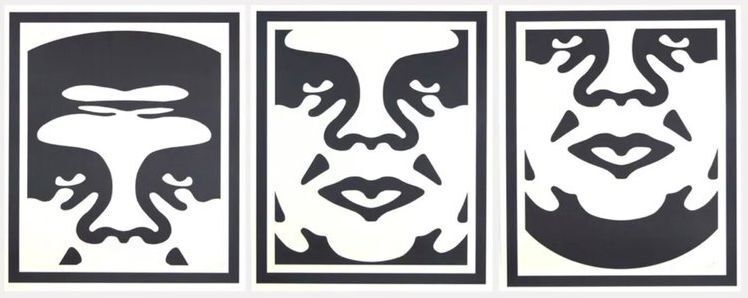 Litografia Fairey - Obey 3 Face (White)