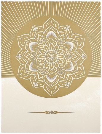Serigrafia Fairey - Obey Lotus Diamond (White / Gold)