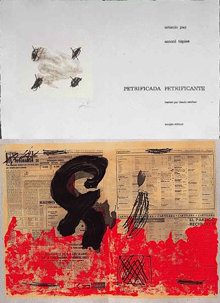 Libro Illustrato Tàpies - Octavio PAZ: PETRIFICADA PETRIFICANTE. 8 gravures originales en couleurs (1978).
