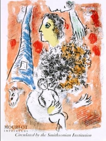 Litografia Chagall - OFFRANDE A LA TOUR EIFFEL