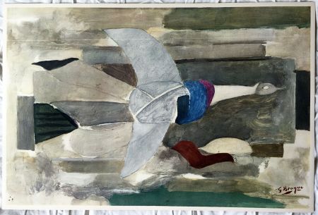 Litografia Braque - Oiseau en vol (1953)