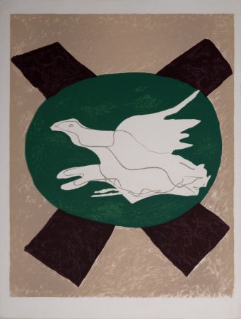 Litografia Braque - Oiseau sur fond de X, 1975 - Deluxe Edition
