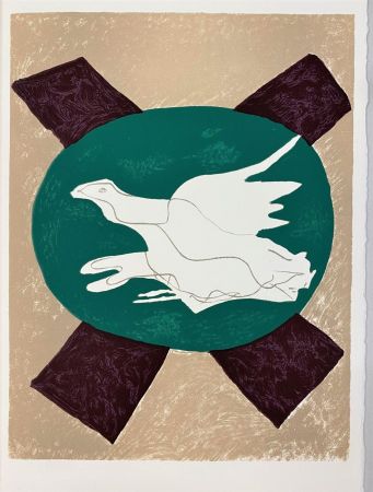 Litografia Braque - Oiseau sur fond X