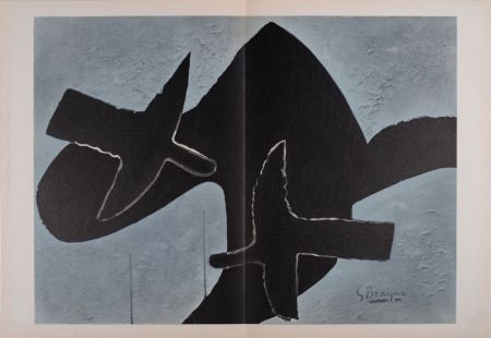 Litografia Braque - Oiseaux sur fond noir, 1958