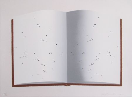 Litografia Ruscha - Open Book With Wormholes