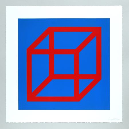 Linoincisione Lewitt - Open Cube in Color on Color Plate 02