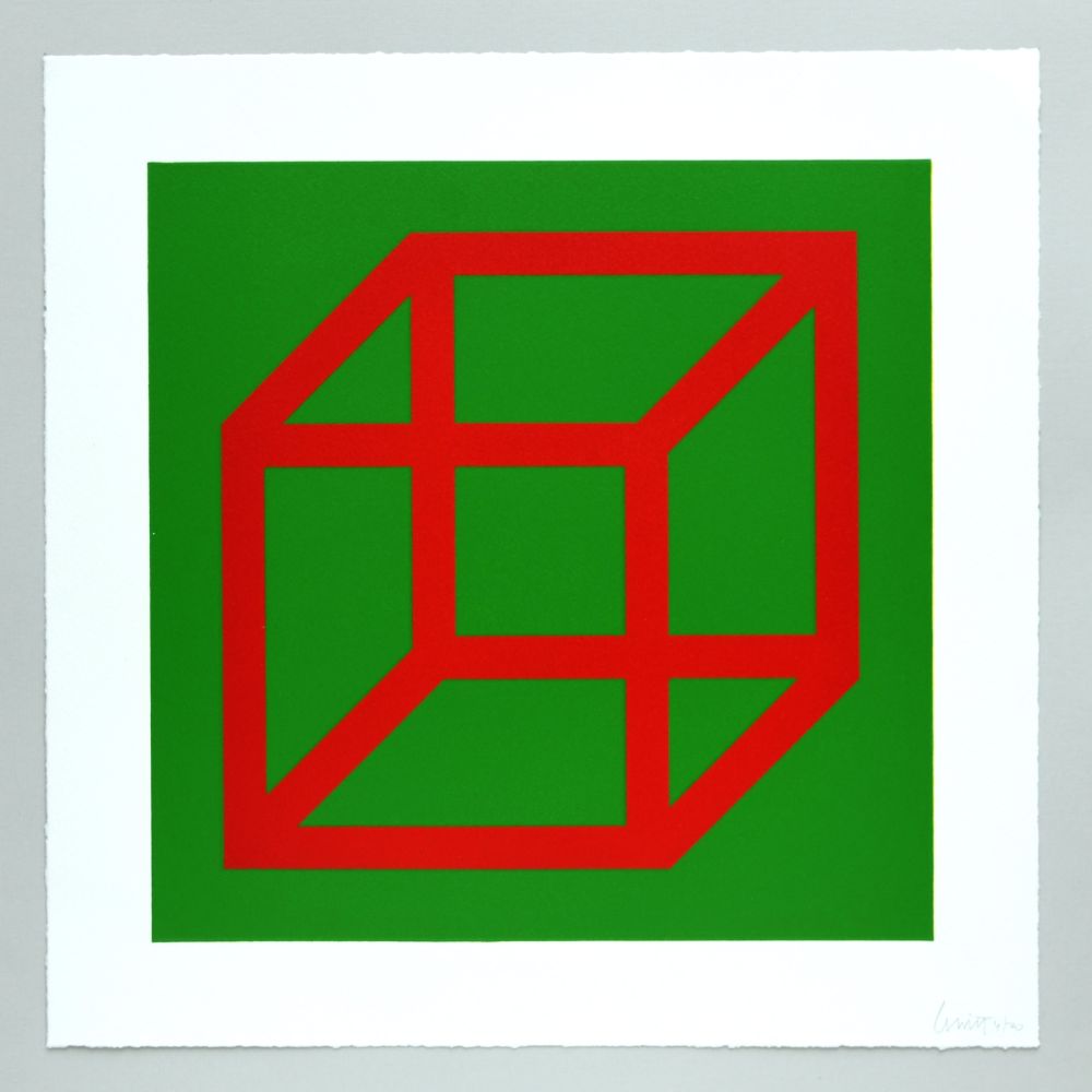 Linoincisione Lewitt - Open Cube in Color on Color Plate 04