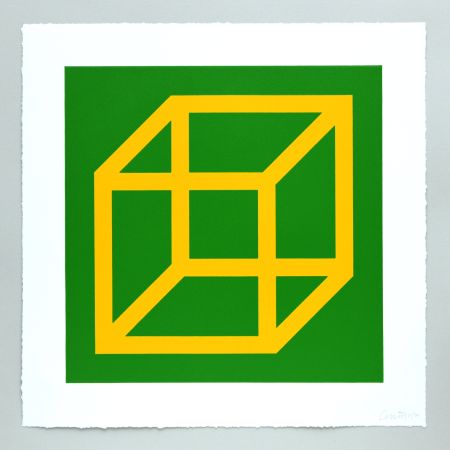 Linoincisione Lewitt - Open Cube in Color on Color Plate 08