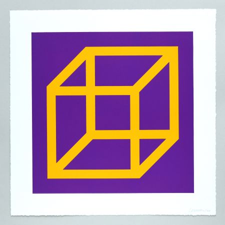 Linoincisione Lewitt - Open Cube in Color on Color Plate 09