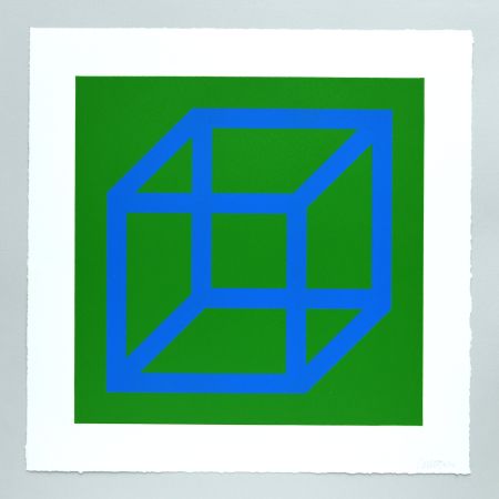 Linoincisione Lewitt - Open Cube in Color on Color Plate 12