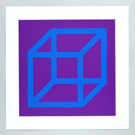 Linoincisione Lewitt - Open Cube in Color on Color Plate 13