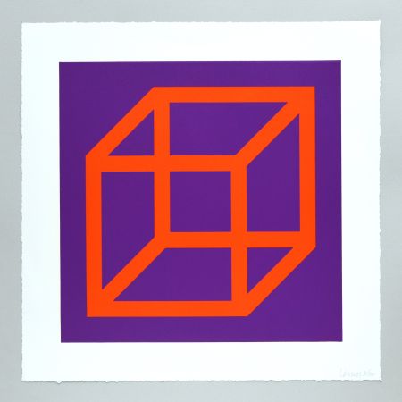 Linoincisione Lewitt - Open Cube in Color on Color Plate 17
