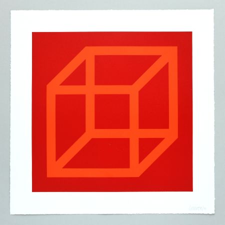 Linoincisione Lewitt - Open Cube in Color on Color Plate 18