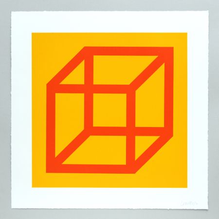 Linoincisione Lewitt - Open Cube in Color on Color Plate 19