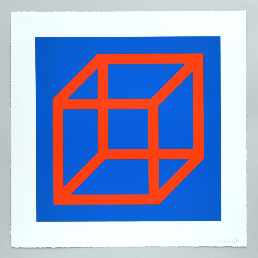 Linoincisione Lewitt - Open Cube in Color on Color Plate 20