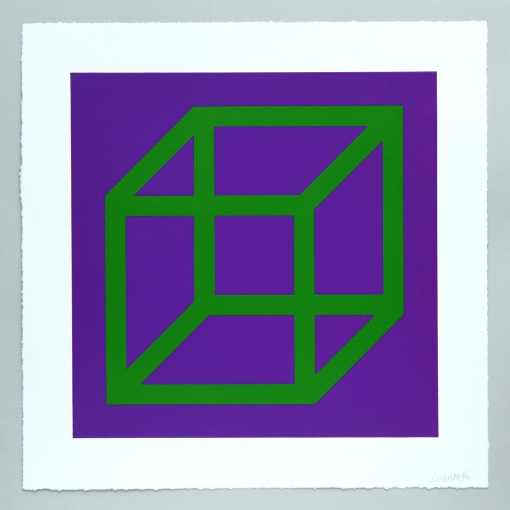 Linoincisione Lewitt - Open Cube in Color on Color Plate 21