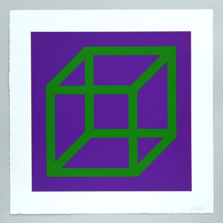 Linoincisione Lewitt - Open Cube in Color on Color Plate 21
