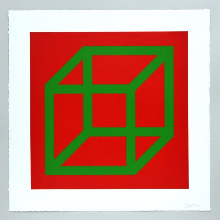 Linoincisione Lewitt - Open Cube in Color on Color Plate 22