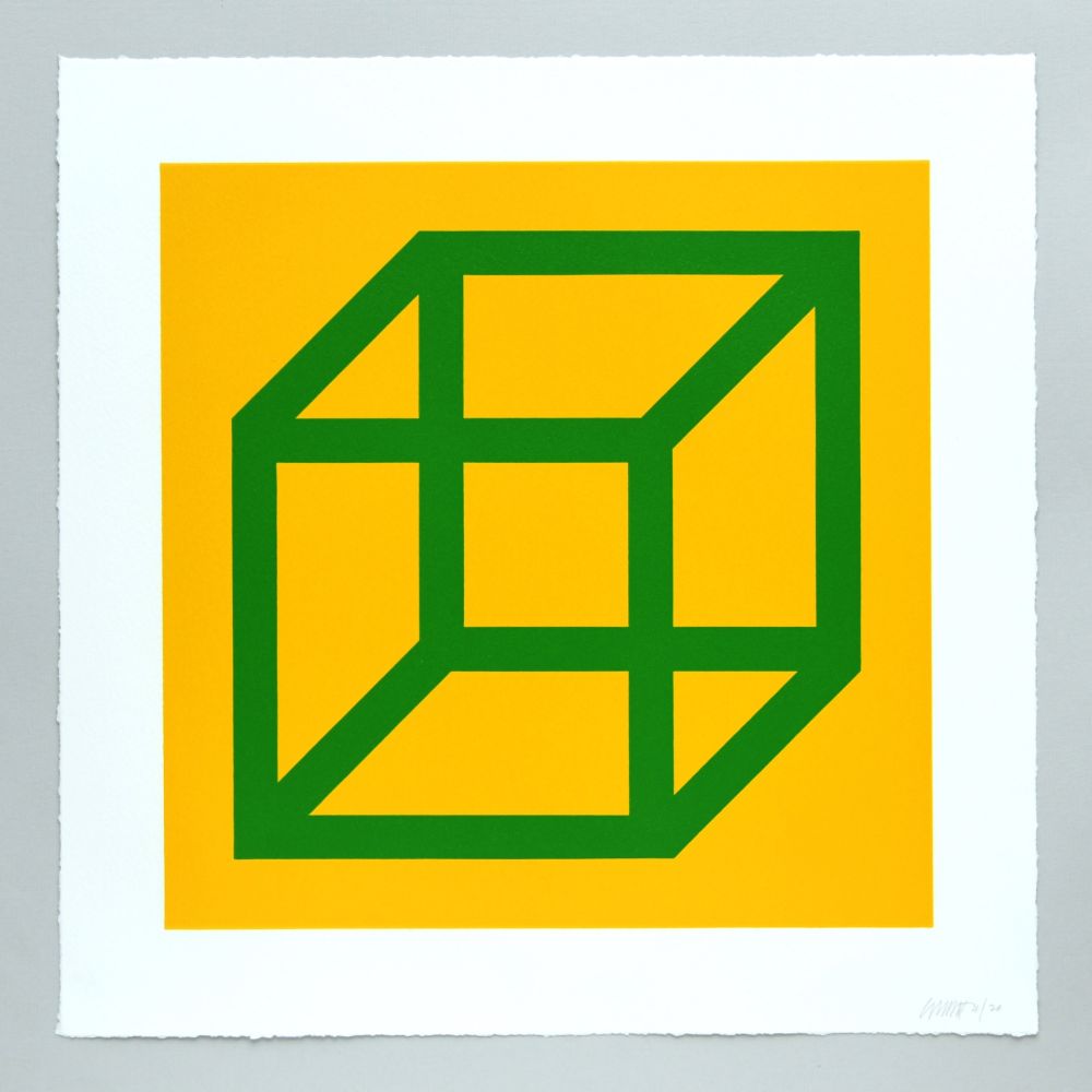 Linoincisione Lewitt - Open Cube in Color on Color Plate 23