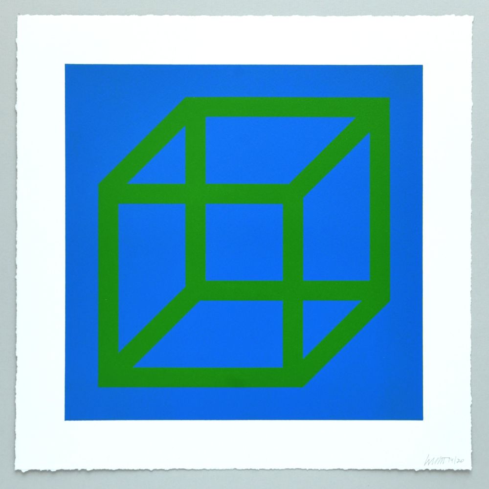 Linoincisione Lewitt - Open Cube in Color on Color Plate 24
