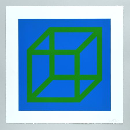 Linoincisione Lewitt - Open Cube in Color on Color Plate 24