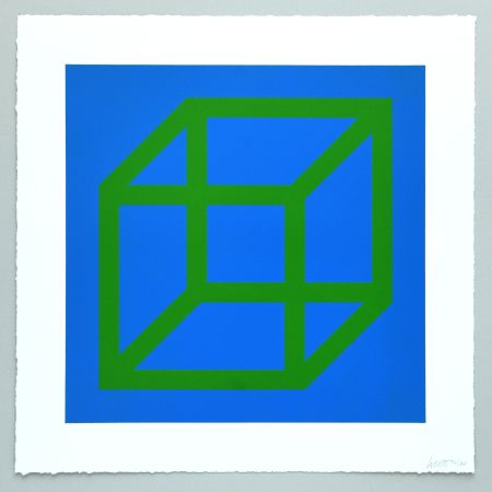 Linoincisione Lewitt - Open Cube in Color on Color Plate 24