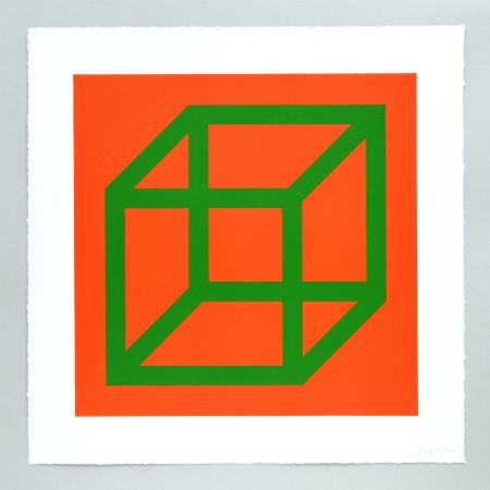 Linoincisione Lewitt - Open Cube in Color on Color Plate 25