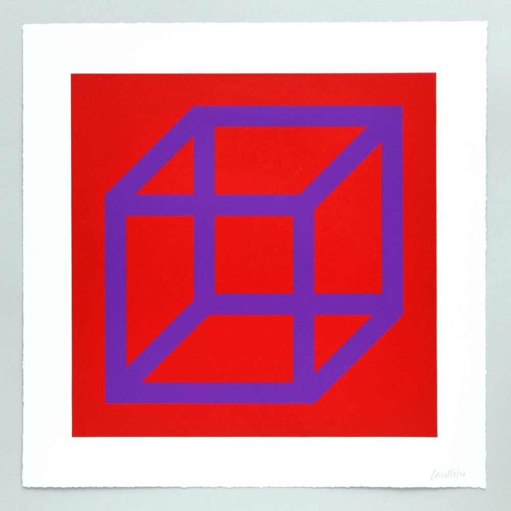 Linoincisione Lewitt - Open Cube in Color on Color Plate 26