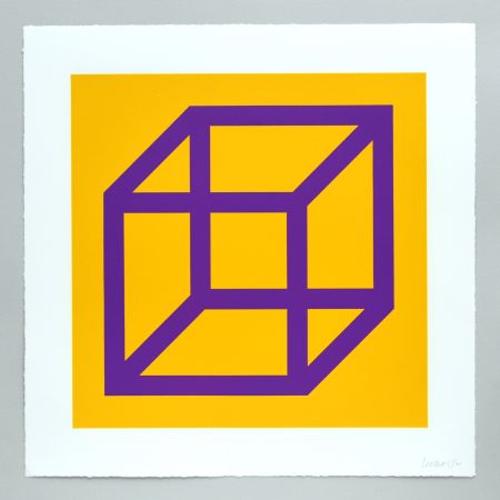 Linoincisione Lewitt - Open Cube in Color on Color Plate 27