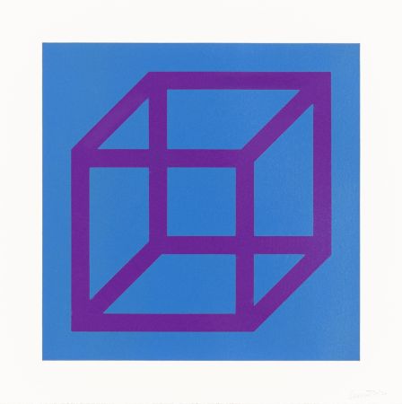 Linoincisione Lewitt - Open Cube in Color on Color Plate 28