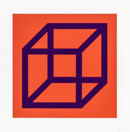 Linoincisione Lewitt - Open Cube in Color on Color Plate 29